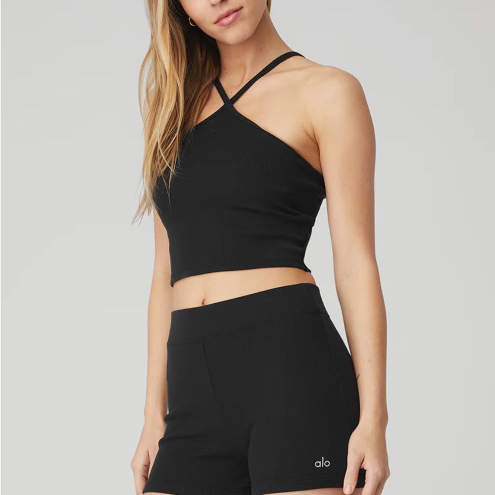 Alo yoga goddess ribbed cross crop top